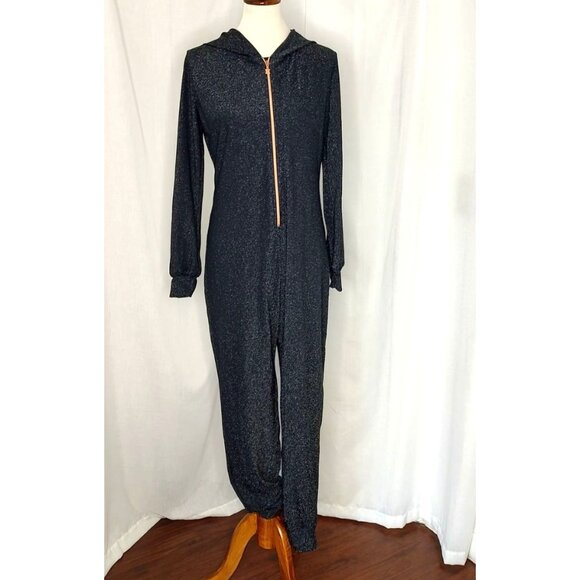 SAVAGE FENTY Rihanna Sleep & Shine Hooded Jumpsuit  L Black Caviar PJ Loungewear - Picture 5 of 10